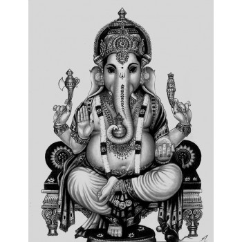 Black and white picture of Lord Vinayaka